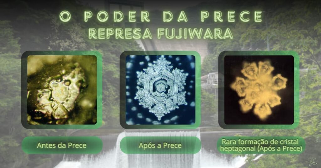 Cristais formados após prece na Represa Fujiwara.